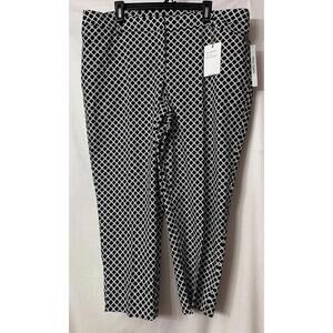 NWT Zac & Rachel Womens Black/White Stretch Slim Ankle Pants Slacks Plus 18W